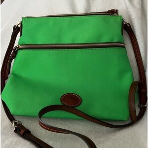 Dooney and Bourke crossbody green canvas purse.